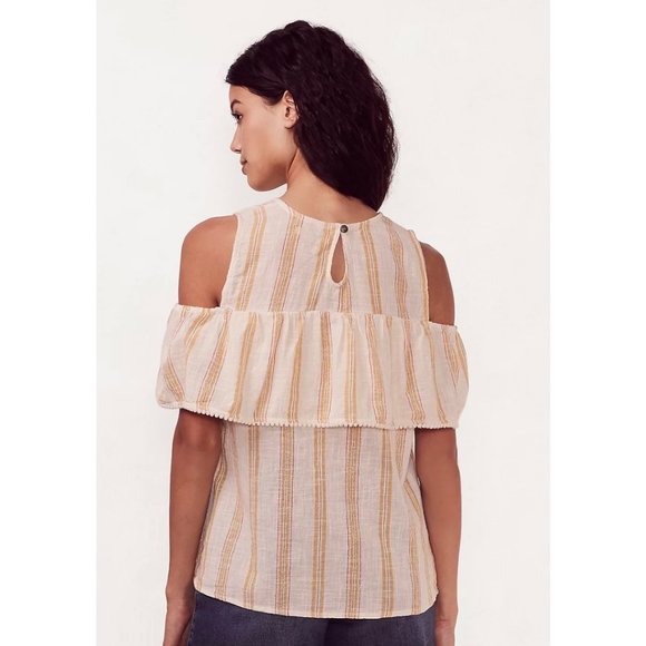 LC Lauren Conrad Striped Cold Shoulder Blouse - Picture 2 of 6